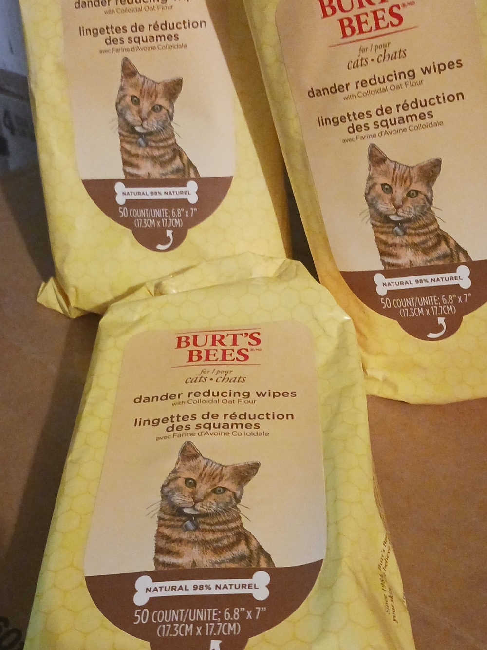 Burt's Bees Cat Dander Reducing Wipes - Three Packs Of 50